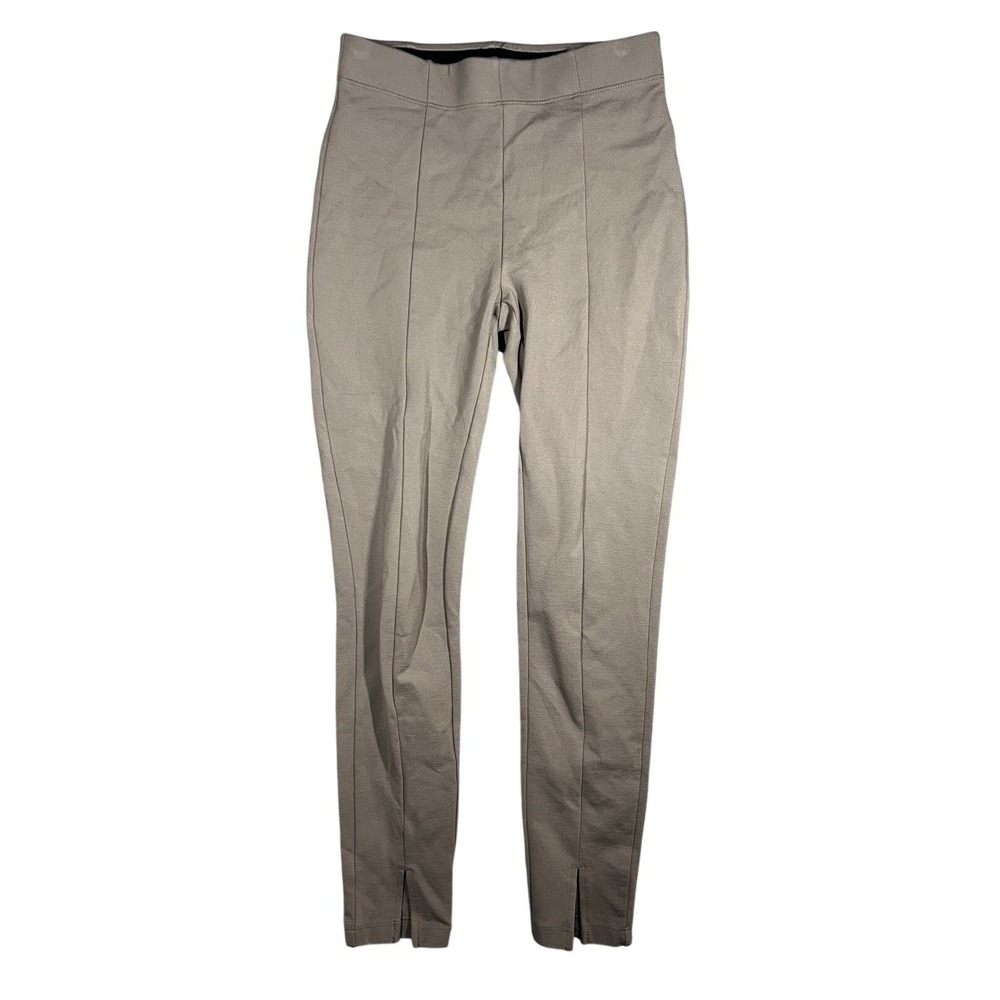 STYLUS Women's XS Pull-On Ankle Slit Ponte Pants Brown Slim Fit Stretch Trousers
